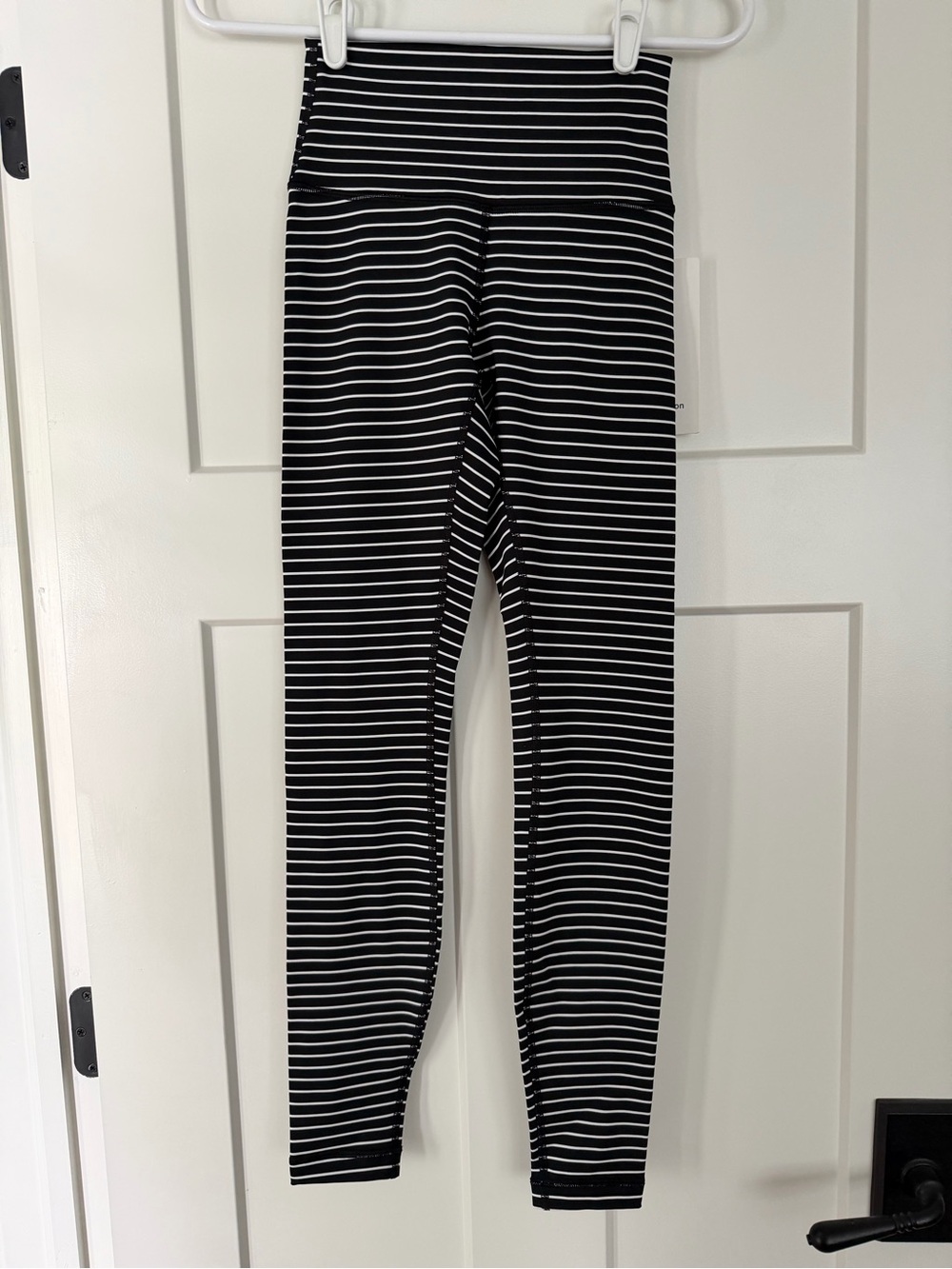 lululemon athletica Black and White Striped High-Rise Leggings